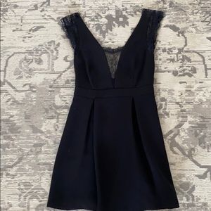 Black low back lace cocktail dress